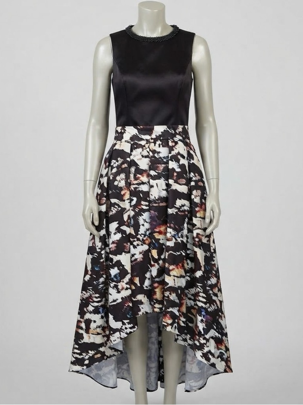 Principessa Bridal Sample Dress 8 Beaded High Low Floral Formal Gown Black